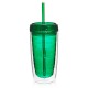 16 oz Double Wall Insulated Travel Tumbler w/Lid and Straw
