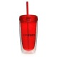16 oz Double Wall Insulated Travel Tumbler w/Lid and Straw