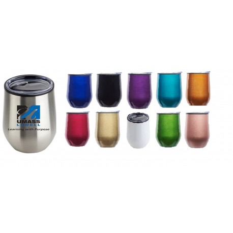 12 oz Double Wall Insulated Travel Promo Mugs with Clear Acrylic Lid